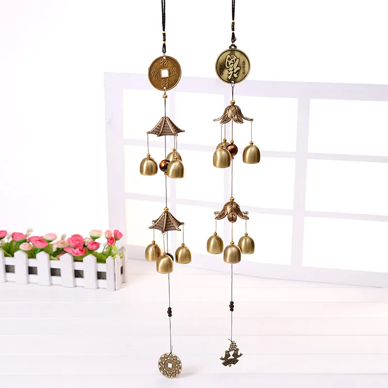 1pc Chinese retro metal bell wind chimes bronze blessing lucky wind