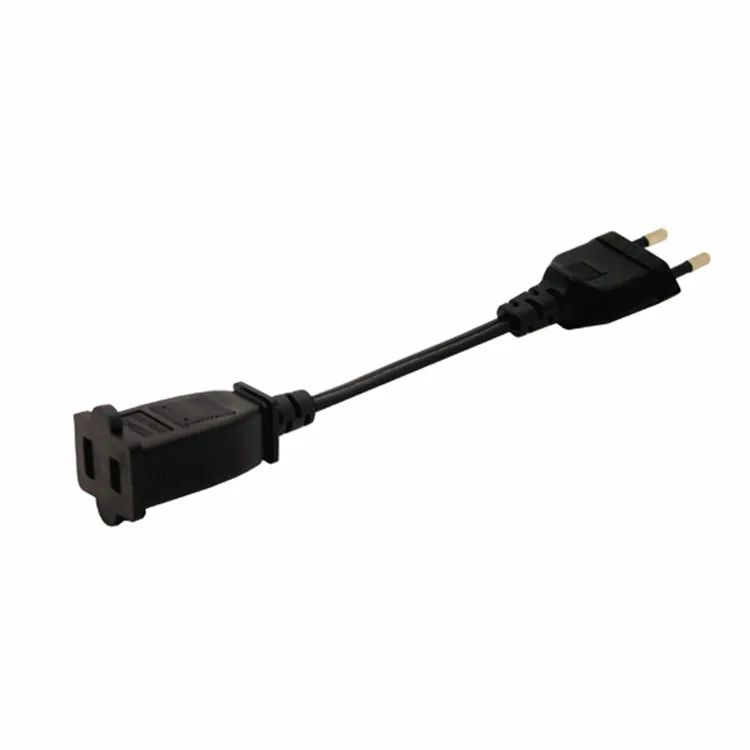 

European 2 Pin Male Plug to USA Female Power Adapter Cable,EU Male to US Nema 1-15R Power Adapter Cord