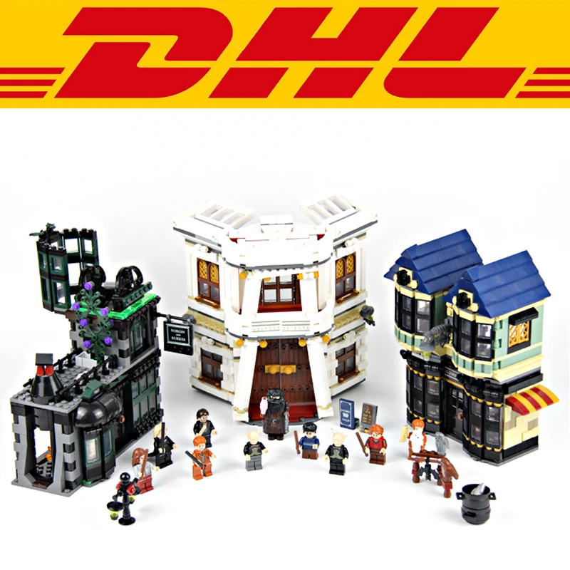 

2018 New DHL send 2025Pcs Movie Series The Diagon Alley Model Building Kit Blocks Bricks Set For Children Figures Toy Gift 10217