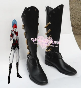 

Vocaloid Kaito Unhappy Refrain Halloween Black Cosplay Shoes Boots H016