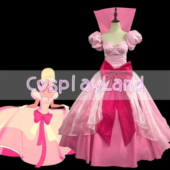 

The Princess and the Frog Princess Dress Adult Women Lottie Charlotte Cosplay Costume Halloween Pink Ball Gown Cosplay Costumes