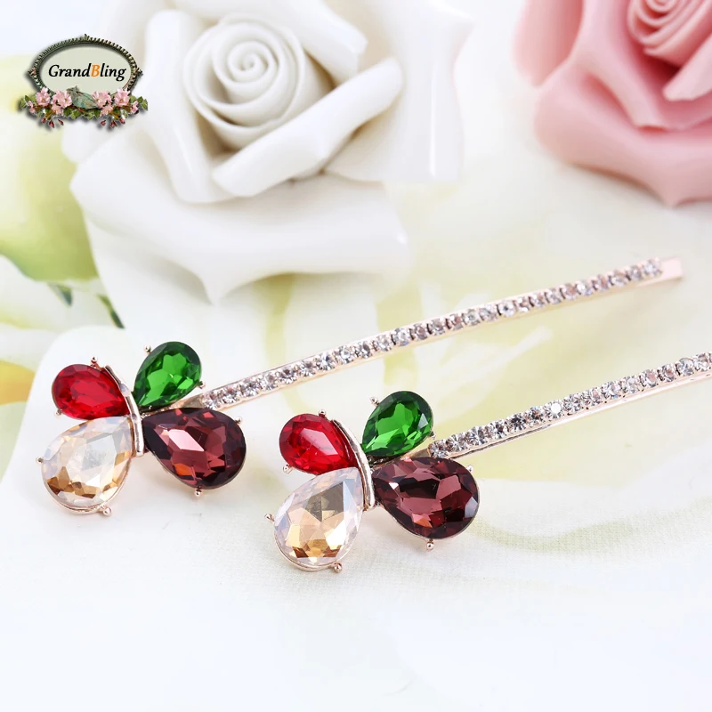 Unique Rhinestone Crystal Floral Butterfly Headwear Hair clip Barrette Hairpin font b Accessories b font Jewelry