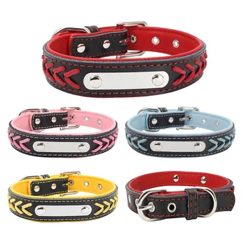 

Personalized Dog Collar Customized Dogs ID Collars Inner Padded Leather Pet Collar for Medium Large Pets Drop Shipping