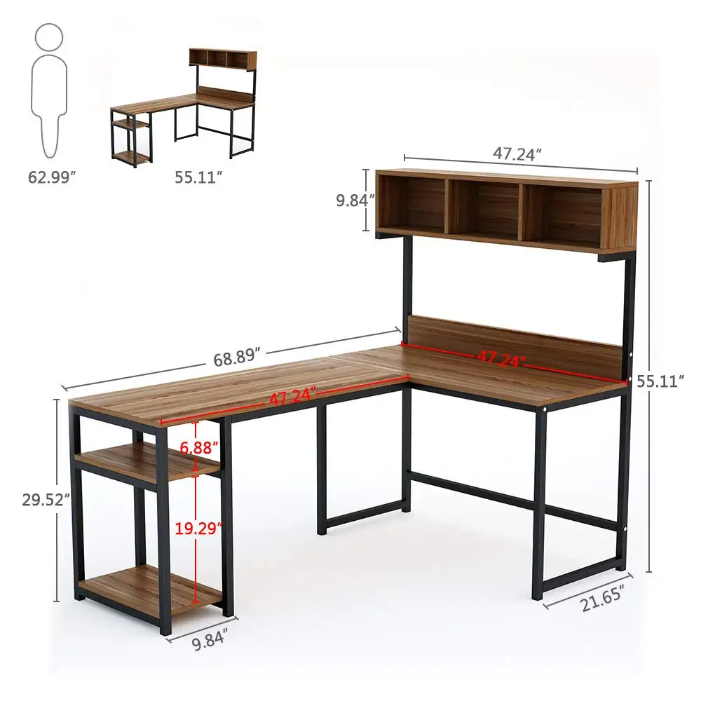 L Shaped Desk With Hutch Corner Computer Desk With Shelf Gaming