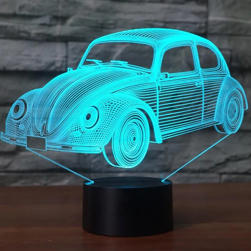 7 цветов, визуальная модель автомобиля, 3D светодиодный светильник, 7 цветов, меняющий 3d ночник, классный декор для комнаты мальчика, подарок на день рождения, атмосферная лампа