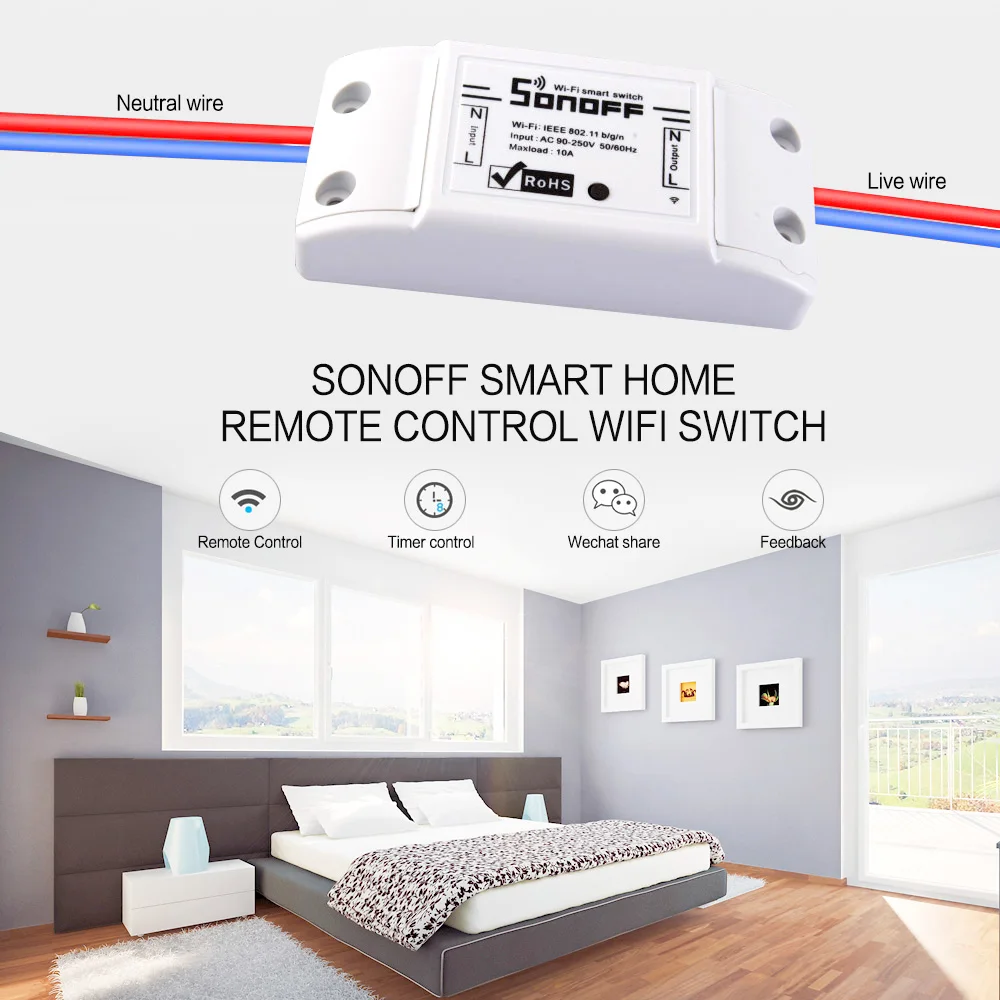 

ITEAD Sonoff Smart Home Wifi Switch Adapter Wireless Remote Control DIY Universal Module Timer APP iOS Android for Smart House