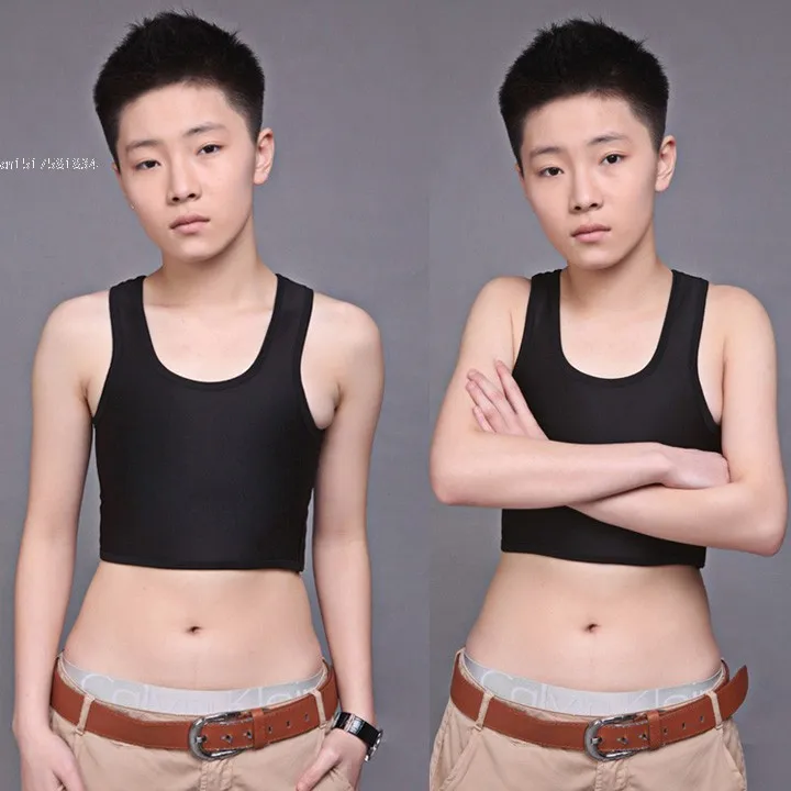 

Hot ! Les Lesbian Tomboy Casual Breathable Buckle Short Chest Breast Binder Trans Vest Tops S-XL free shipping Plus size