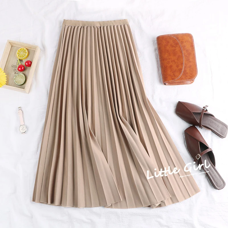 2019 New Spring Autumn Solid Color Large Pendulum Long Pleated Skirt Korean A-Line Elastic Waist tutu Skirt Women Maxi Skirts 2019 New Spring Autumn Solid Color Large Pendulum Long Pleated Skirt Korean A-Line Elastic Waist tutu Skirt Women Maxi Skirts