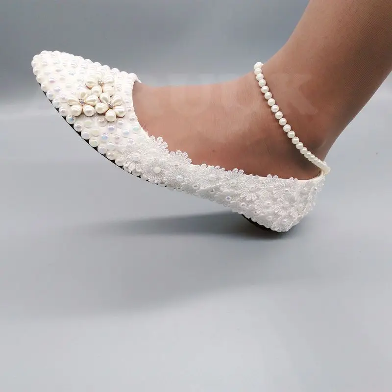 beaded white flats