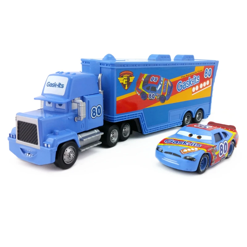 Disney Pixar Cars Mack Racer's Hauler Truck & Racers Toy Car 1:55 Kids Gift New