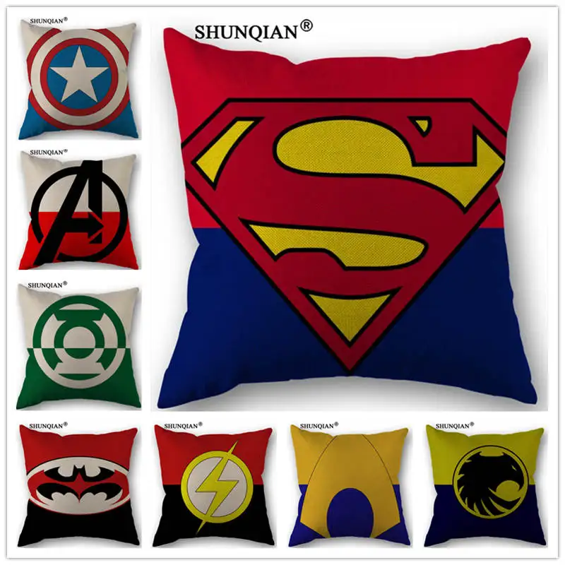 Buy WJY4151 Marvel Heroes Logo pillowcase Cotton Linen