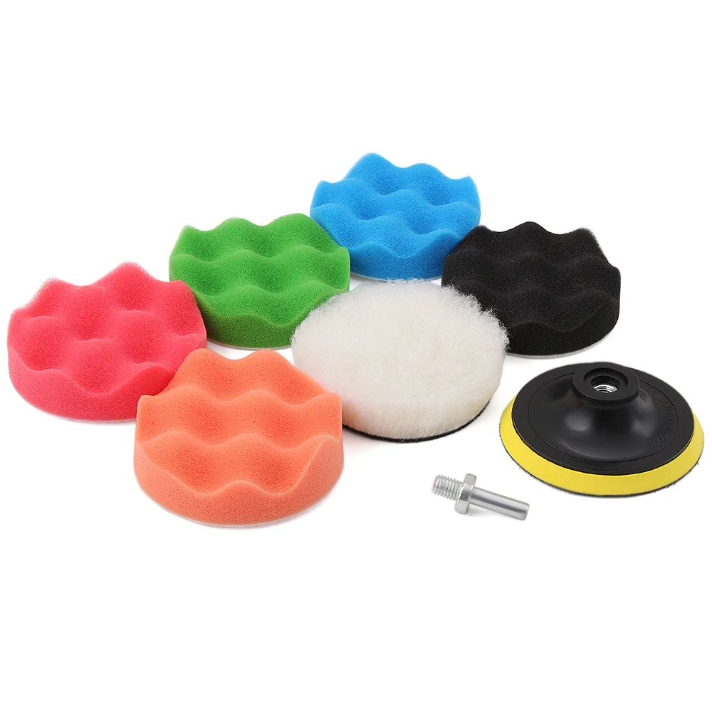 

7PCS 4" Car Sponge Polishing Pad Colorful Waxing Buffing Pads Kit Set Cleaning Wash Tools For Car Polisher