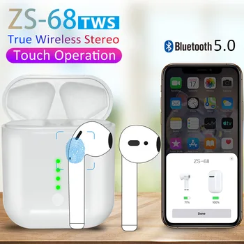 

ZS-68 Tws Bluetooth Earphone Pop up 1:1 Super Bass Earbuds QI Wireless Charging Headset PK i10 w1 chip i30 i60 i80 i100 i200 tws