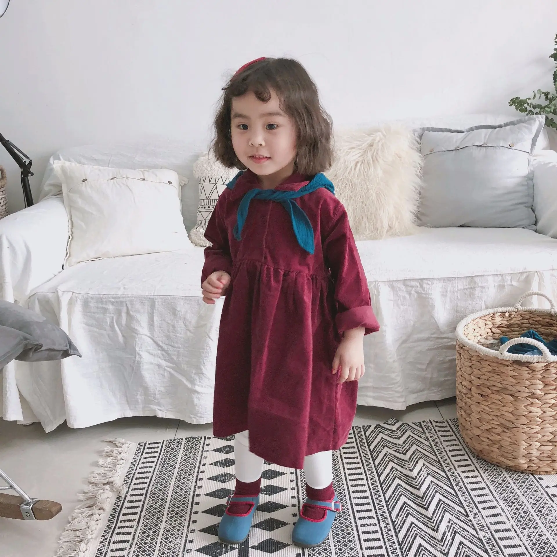 Buy Korean Girl Dress Corduroy Vintage Toddler Girl