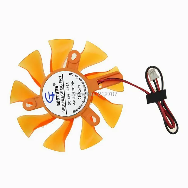 Best Value 10PCS Gdstime 75mm DC 12V 2 PIN Graphics Cards Cooling Fan Fit For Personal Computer Components VGA Card Cooler Fans