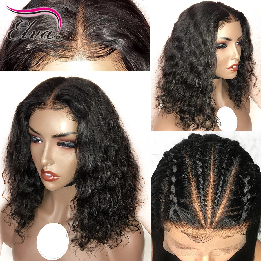 

13x6 Deep Part Lace Front Human Hair Wigs 150% Density Brazilian Short Bob Wig With Baby Hair Wavy Remy Elva Hair Lace Front Wig