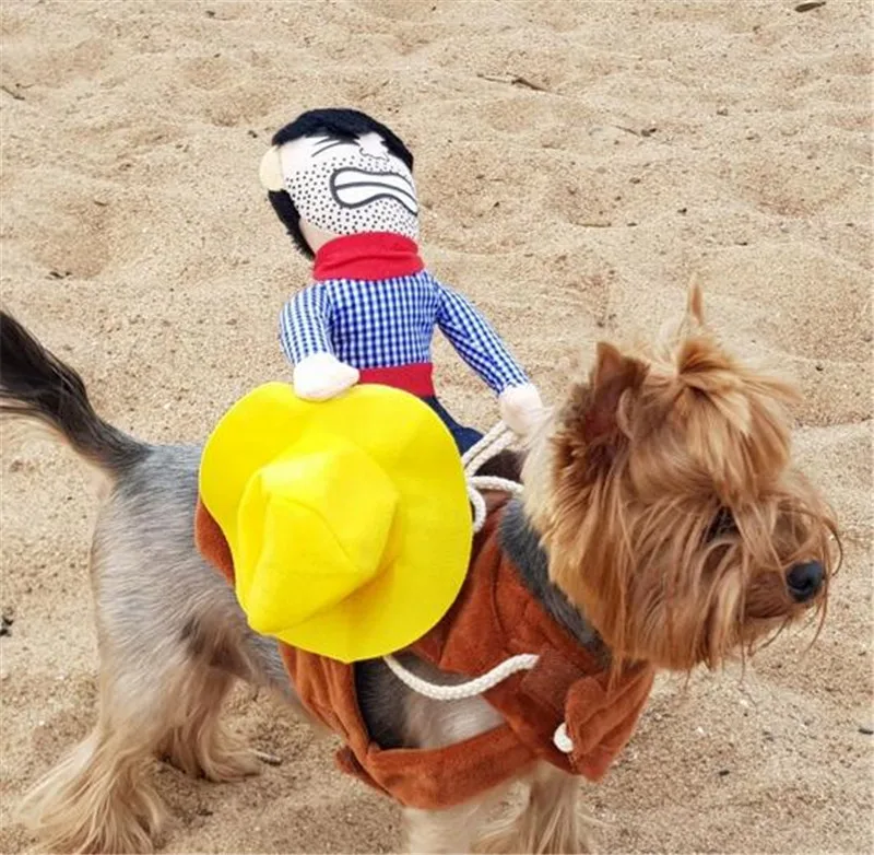 Novelty Dog Costume Funny Crazy Cowboy Cosplay Pet Dog clothes Dressing up Jacket Chihuahua Yorkshire Poodle Cowboy Dog Clothing  11