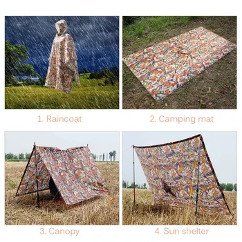 

# TOMSHOO Outdoor Poncho Backpack Rain Cover with Hood Waterproof Tent Rainwear For Camping Hiking Cycling