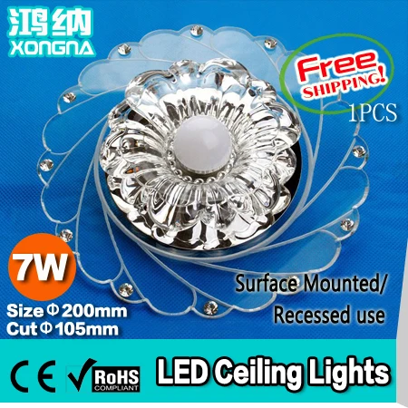 

Free Shipping Beautiful 7W LED Corridor Lights with Crystal & Acrylic Material Creative LED Ceiling Light, AC110V/220V