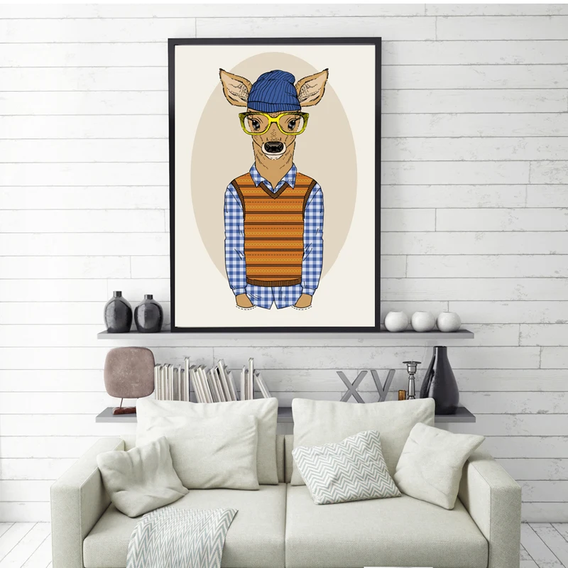 

Cotton Deer Canvas Art Print Poster Painting , Wall Pictures For Home Decoration, Childrens Room Decor