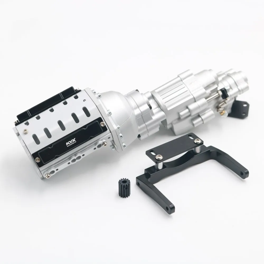 US $170.99 Kyx Racing V8 Engine Motor 2 Speed Gearbox Axle Servo Mount Modified Battery Tray Set For 110 Rc Crawler Car Axial Scx10 Ii