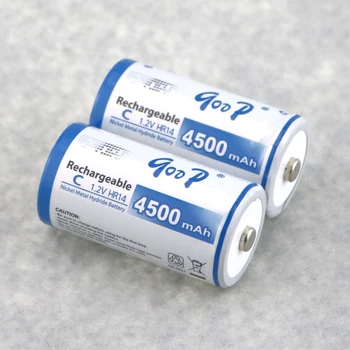 

2PCS Rechargeable Size C Batteries, 1.2V HR14 4500mAh ,Nickel Metal Hydride C Size Battery