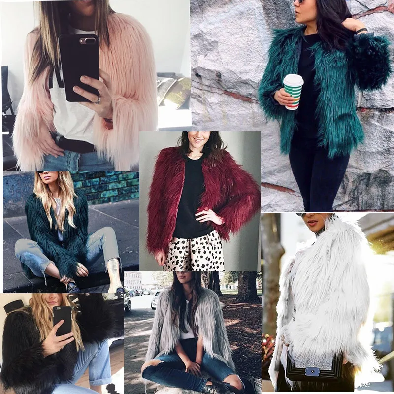 Модный пушистый мех, пальто, женская пушистая теплая верхняя одежда с длинными рукавами, осенне-зимнее пальто, куртка, пальто без воротника, большие размеры 3XL