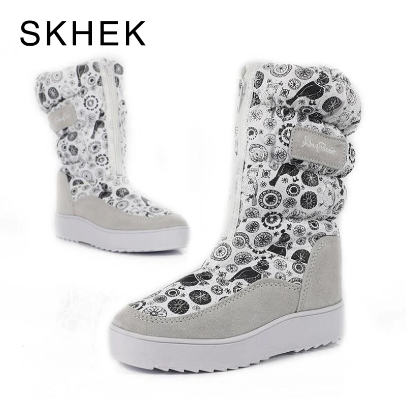 

SKHEK Big New Warm Fur Girl Boots Antiskid Hot Style Children High Lining Lambswool Boots Kids Shoe Boots Black White 002