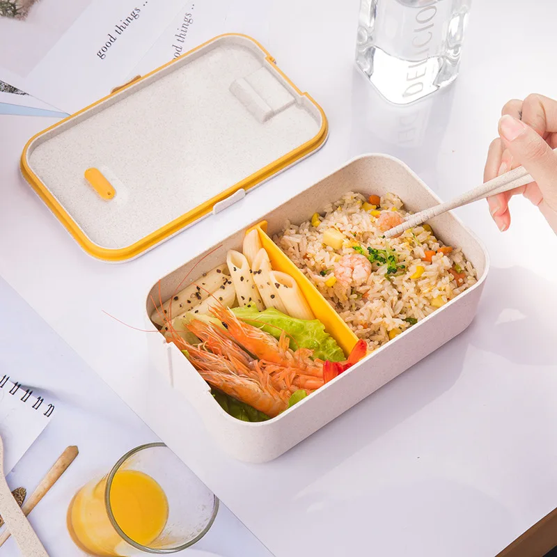 800 мл популярный прямоугольный Ланч-бокс, пластиковый контейнер для еды, микроволновая печь с подогревом, Bento box, переносная коробка для еды для путешествий и пикника