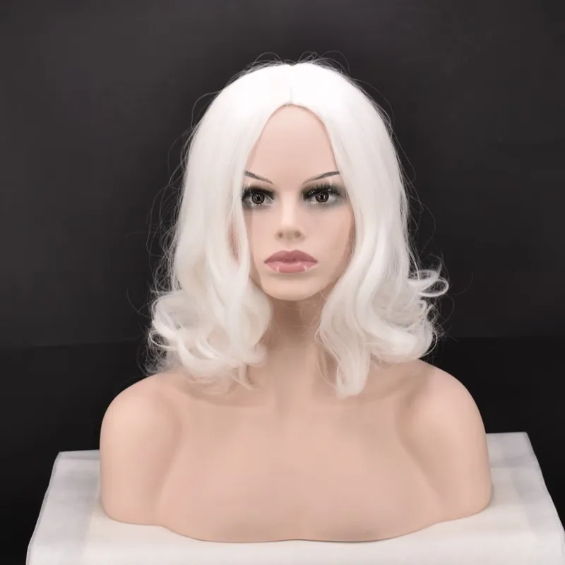 Christmas Cosplay Wig Beard Santa Claus White Curly Long Synthetic Hair Adult