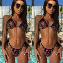 Летние Для женщин комплект бикини бинты блесток Multi Цвет купальный костюм пуш-ап бюстгальтер ванный комплект пляжные