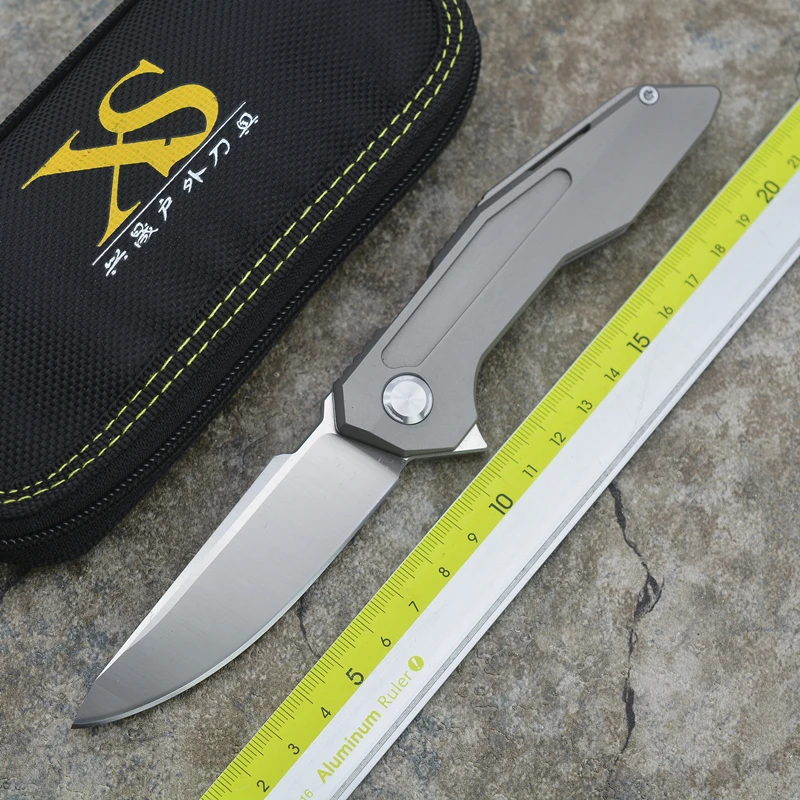

New X1 Fold Folding Knife Bearing D2 Blade TC4 Titanium Handle Camping Outdoor Multipurpose Hunting EDC Tool