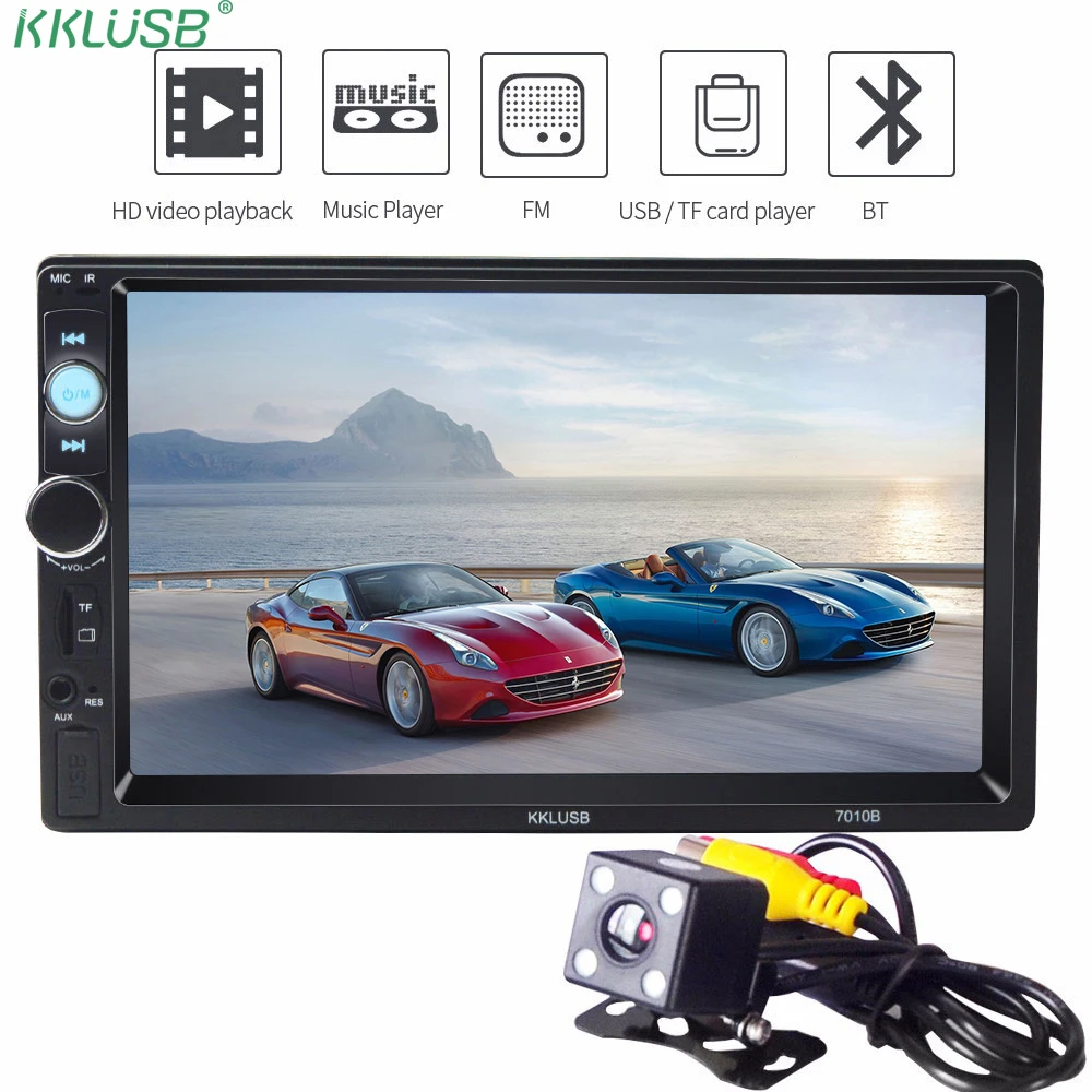 

Autoradio 2 Din 7 inch LCD Touch screen car radio MAP3 MP5 player auto audio stereo bluetooth support Rear View Camera 7010B