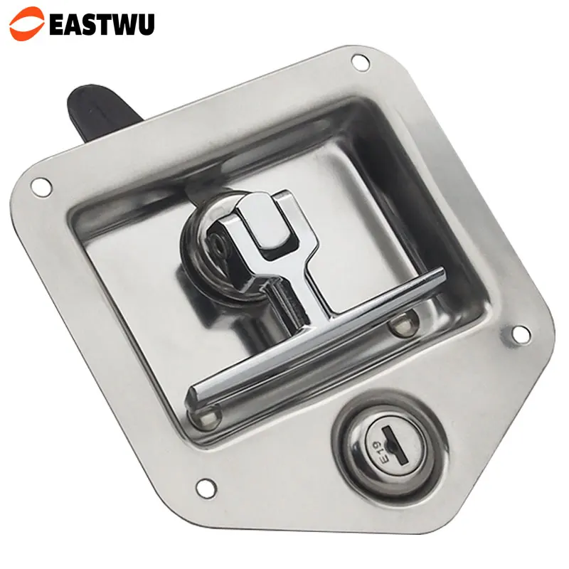 

Trailer Door Latch T-Handle Locking Stainless Steel Camper RV Toolbox Hook Type