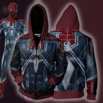 

Spider-Man 2099 White Suit Cosplay Costumes PS4 Game Scarlet Spider Suit Hoodies Sweatshirts 3D Printing zipper Hooded sweater
