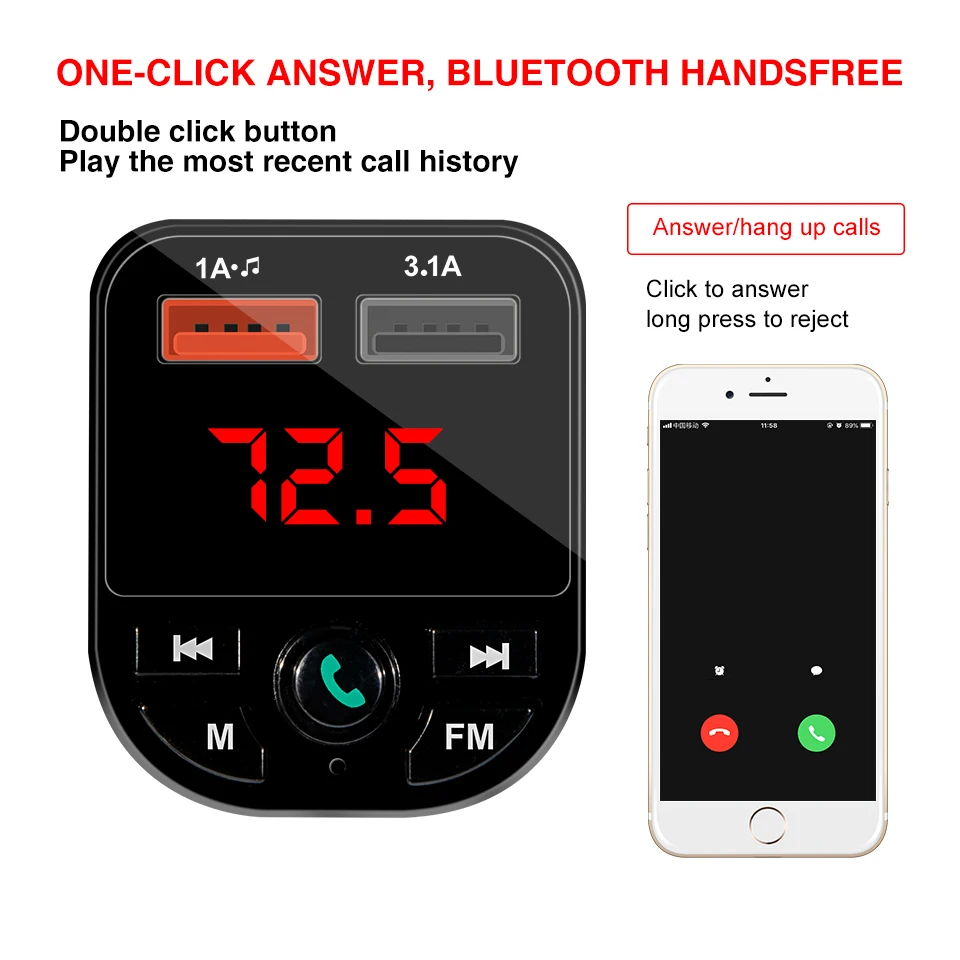 Новый Bluetooth 5 0 Handsfree беспроводной fm передатчик 3.1A USB зарядное устройство lcd MP3 плеер