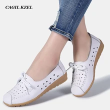 CAGILKZEL/Коллекция года; летние женские балетные туфли с вырезами; кожаные дышащие мокасины; повседневные женские водонепроницаемые мокасины; женские балетки