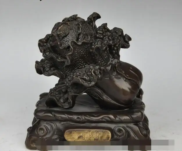 

S00368 7" chinese folk bronze gilt Cabbage One hundred Choi wealth rich lucky statue B0403