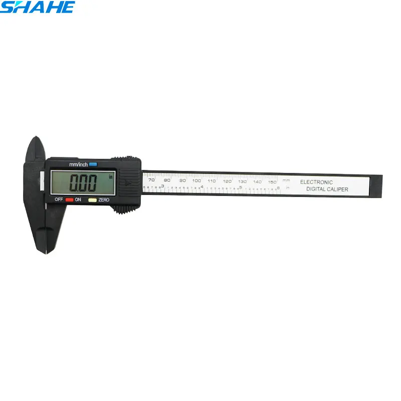 0 150 mm Plastic LCD Digital font b Electronic b font Vernier Caliper Carbon Fiber Vernier