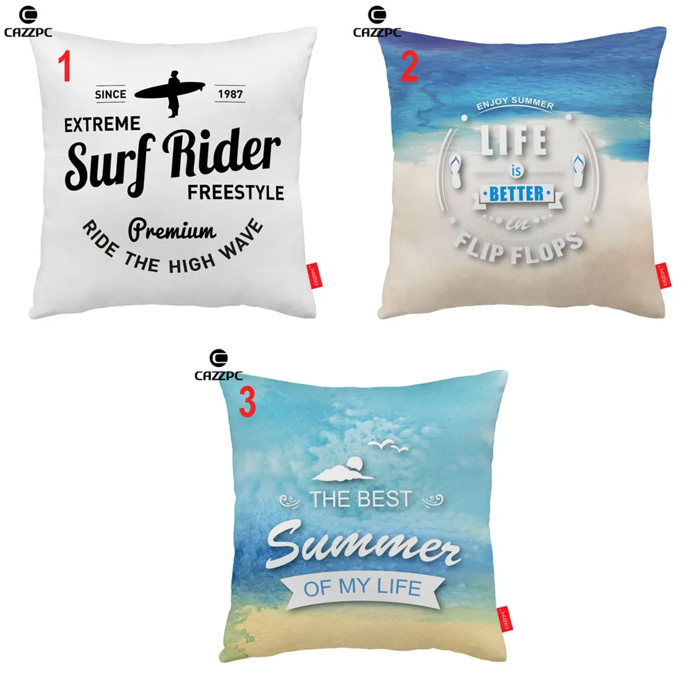 

Summer Beach Vacation Surf Rider Sport Life Print Car Decorative Pillowcase Cushion Cover Sofa Home Decor