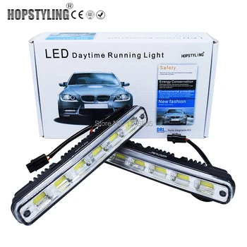 

HOPSTYLING 2pcs White Universal DC 12V/24V COB LED Daytime Running Light Super Car DRL Lamp Installation Bracket Vehicles 12W E4