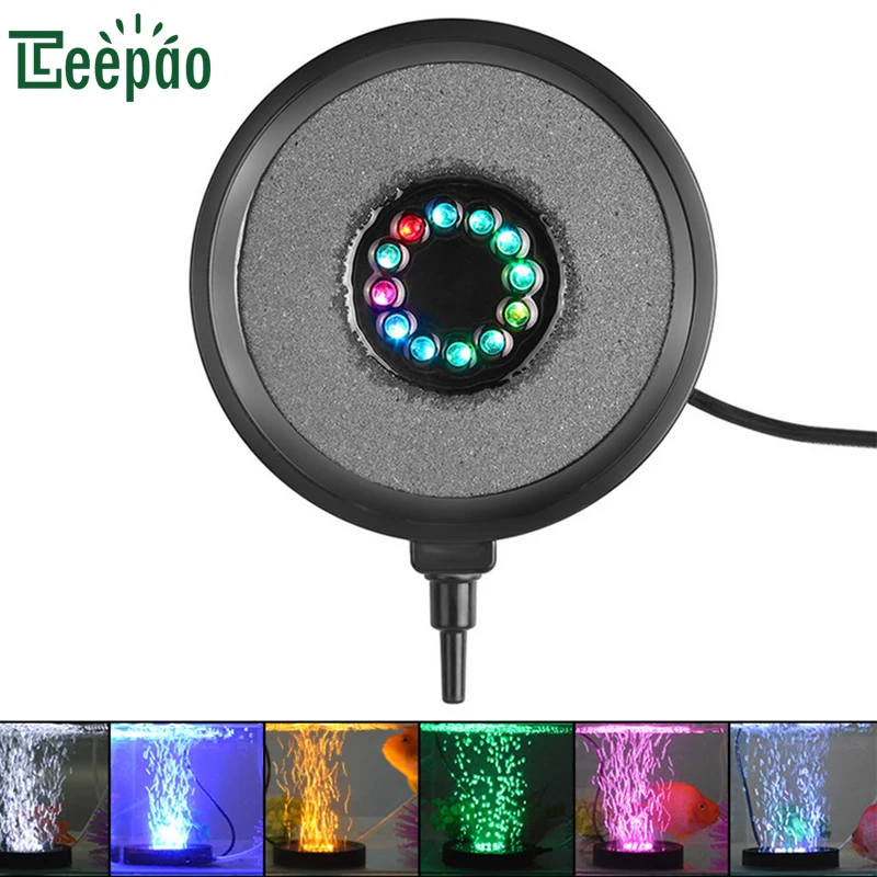 Aquarium Air Bubble Lamp Submersible Fish Tank Multi Color Changing LED Decorations Lights Underwater bubble waterproof Light | Лампы и
