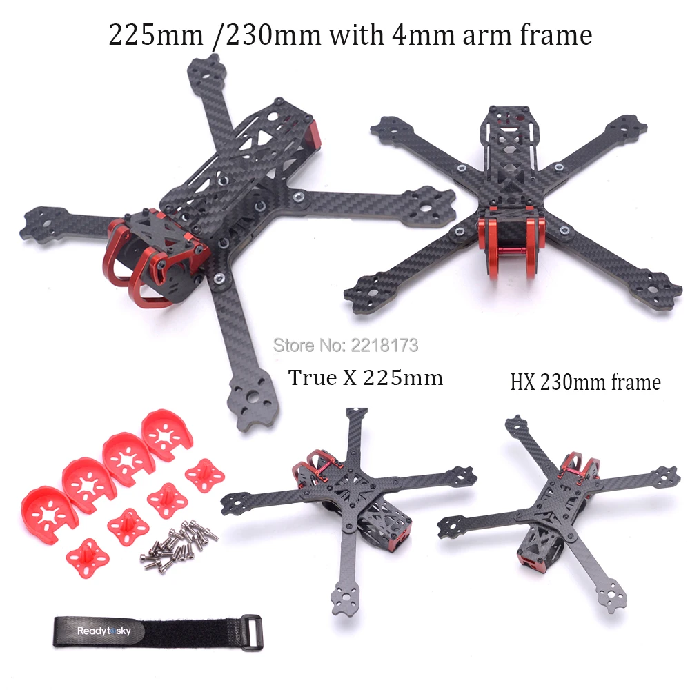 

Dragon X5 225 225mm / HX 230 230mm 5 inch Red 6061 Aluminum parts adjustable carbon fiber frame Quadcopter FPV Drone w/ 4mm arm