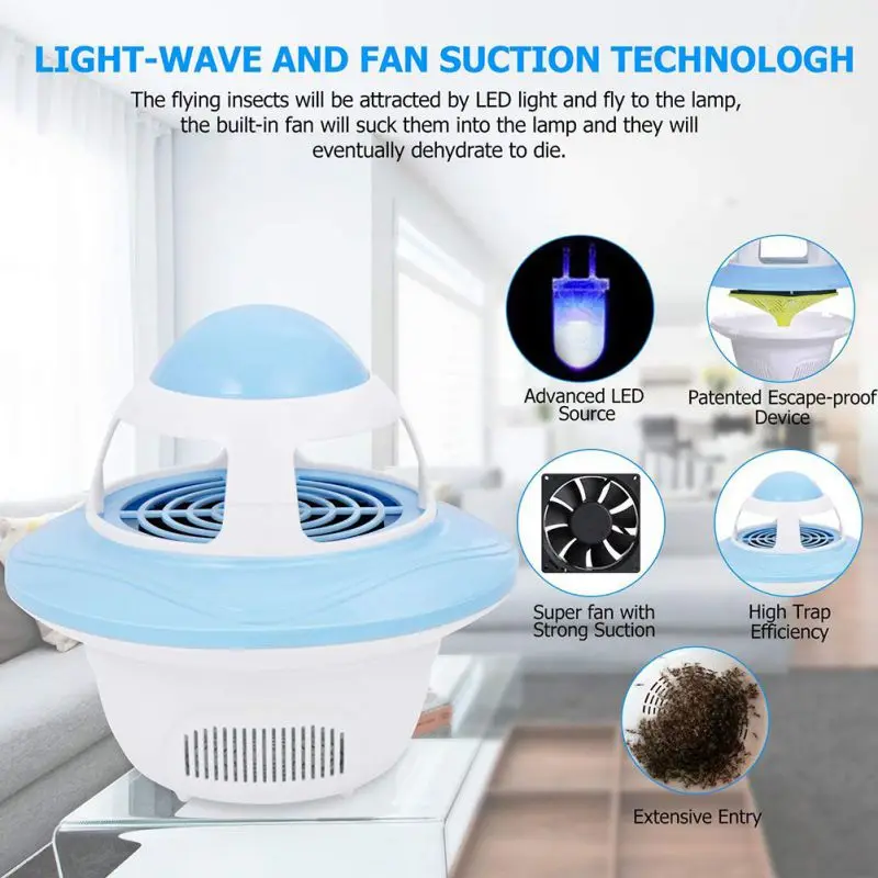 

USB Mosquito Killer Lamp Electronic Insect Killer Mosquito Zapper with Built in Fan Insect Trap Home Outdoor Garden Office Use