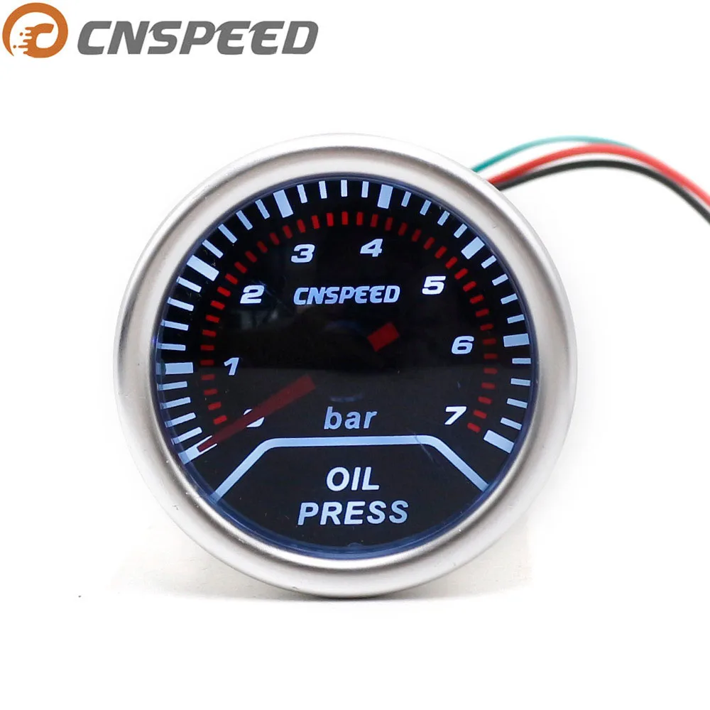 CNSPEED 2"52mm 12V Car Auto Oil Press Gauge 0 7Bar Oil Pressure Guage
