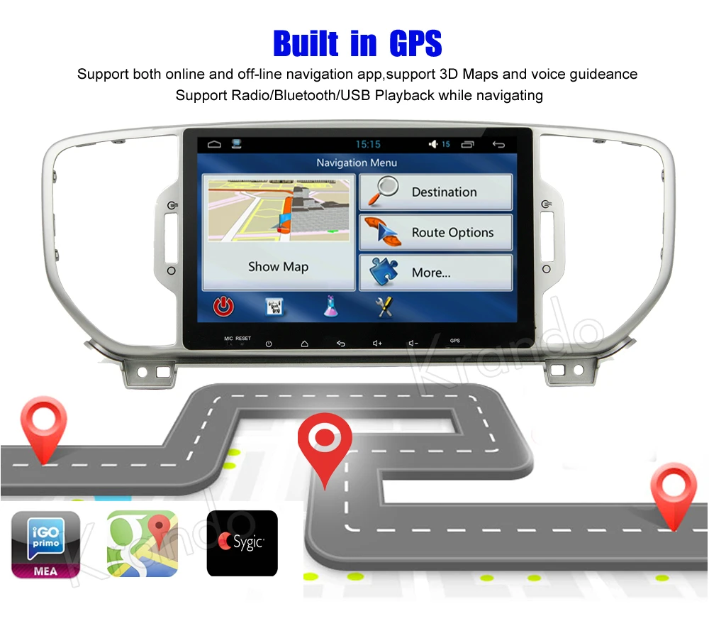 Krando Android car radio gps for kia sportage 2016+ navigation multimedia system  (5)