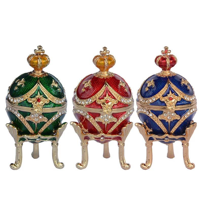 

Free shipping Mini crown egg jewelry box trinket boxes faberge eggs vintage home decor Christmas birthday gifts decoration