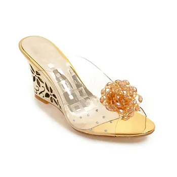 

2017 summer new flower rhinestone wedge with female size code 33-43 with female shoes 1123