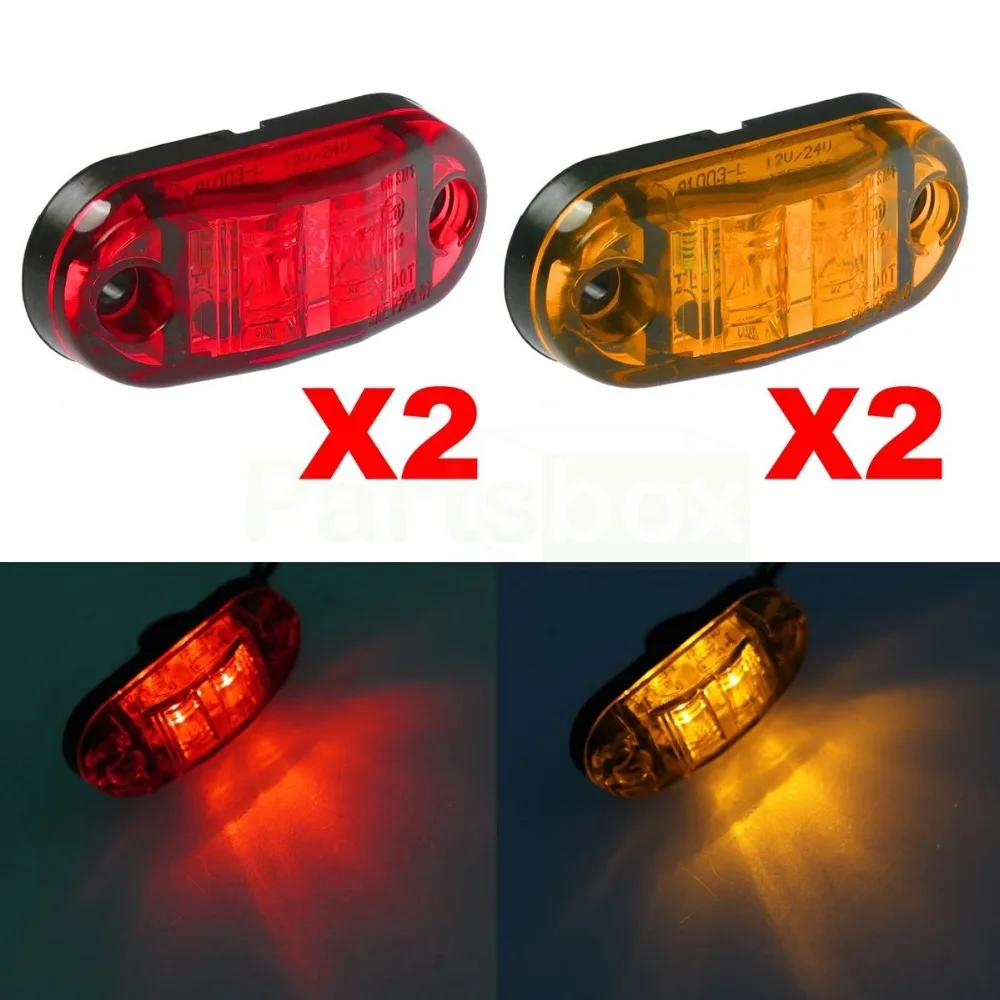 

Amber Red Clearance 2 LED Diode 2.5" Oval Side Marker Lamp Light Truck Trailer