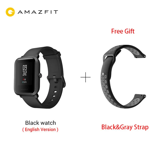 add black gray Английская версия Xiaomi Amazfit Bip Смарт-часы HUAMI gps Gloness Smartwatch часы 45 дней в режиме ожидания для телефона MI8 IOS Смарт-часы - Цвет: add black gray